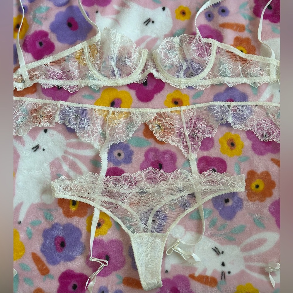 Journelle Lace Lingerie Set , white sparkle